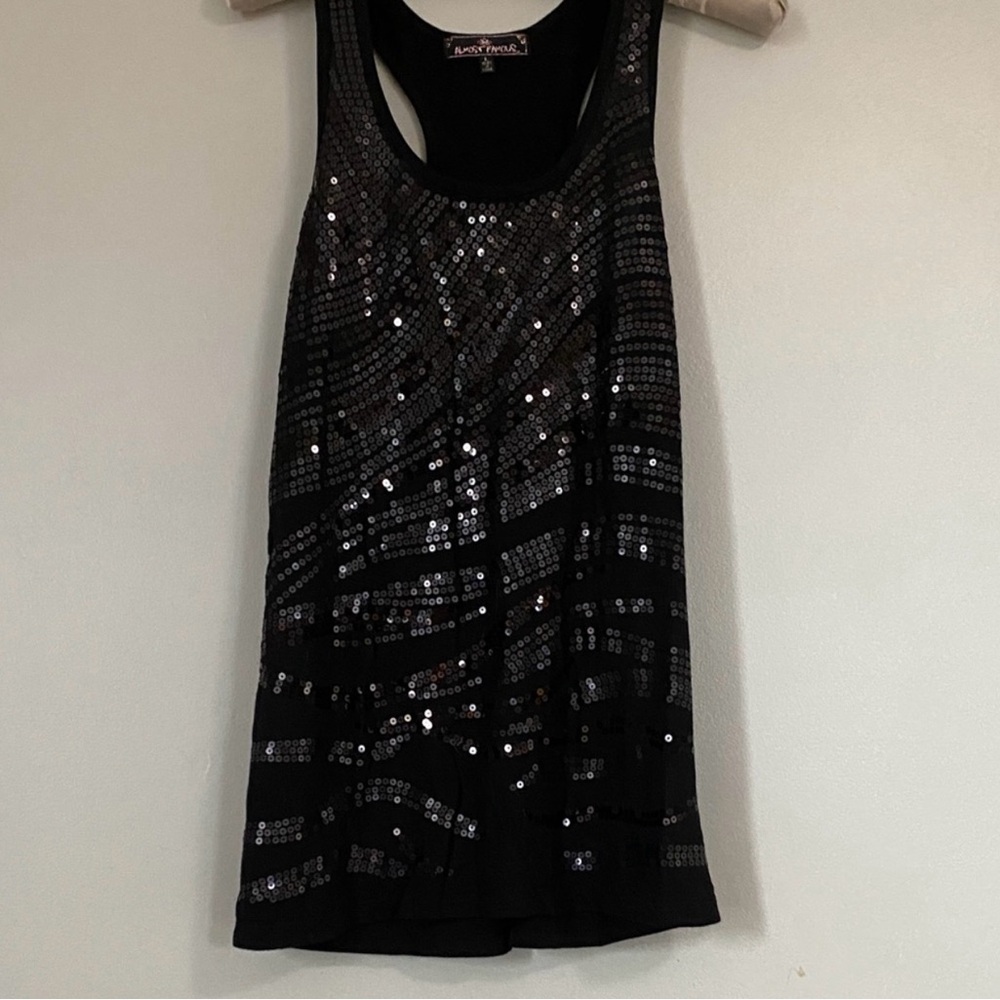 Almost Famous Black Sequin Racerback Tank